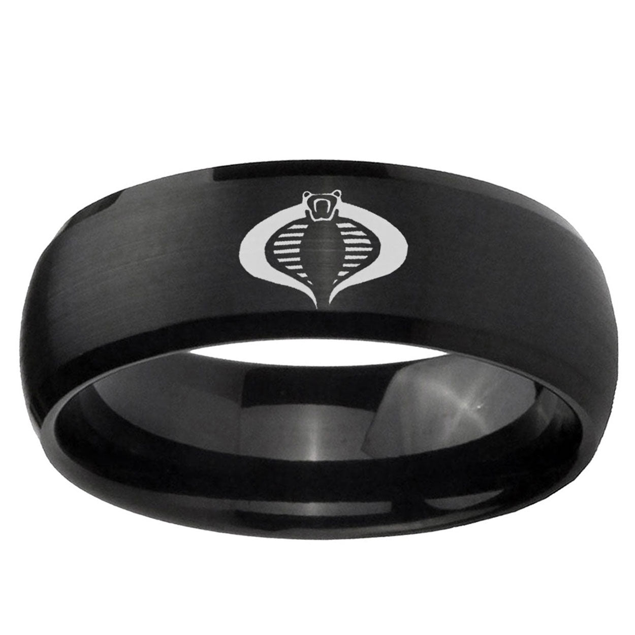 10mm Cobra Dome Brush Black Tungsten Ring