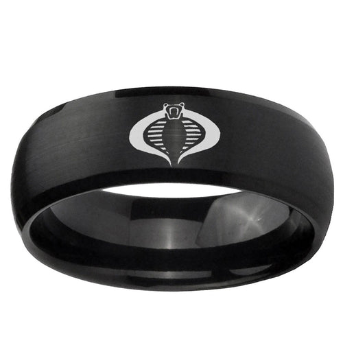 10mm Cobra Dome Brush Black Tungsten Ring