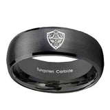 10mm-Zelda-Hylian-Shield-Dome-Brush-Black-Tungsten-Carbide-Men's-Wedding-Ring