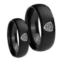 Zelda Hylian Shield Dome Brush Black Tungsten His And Hers Ring