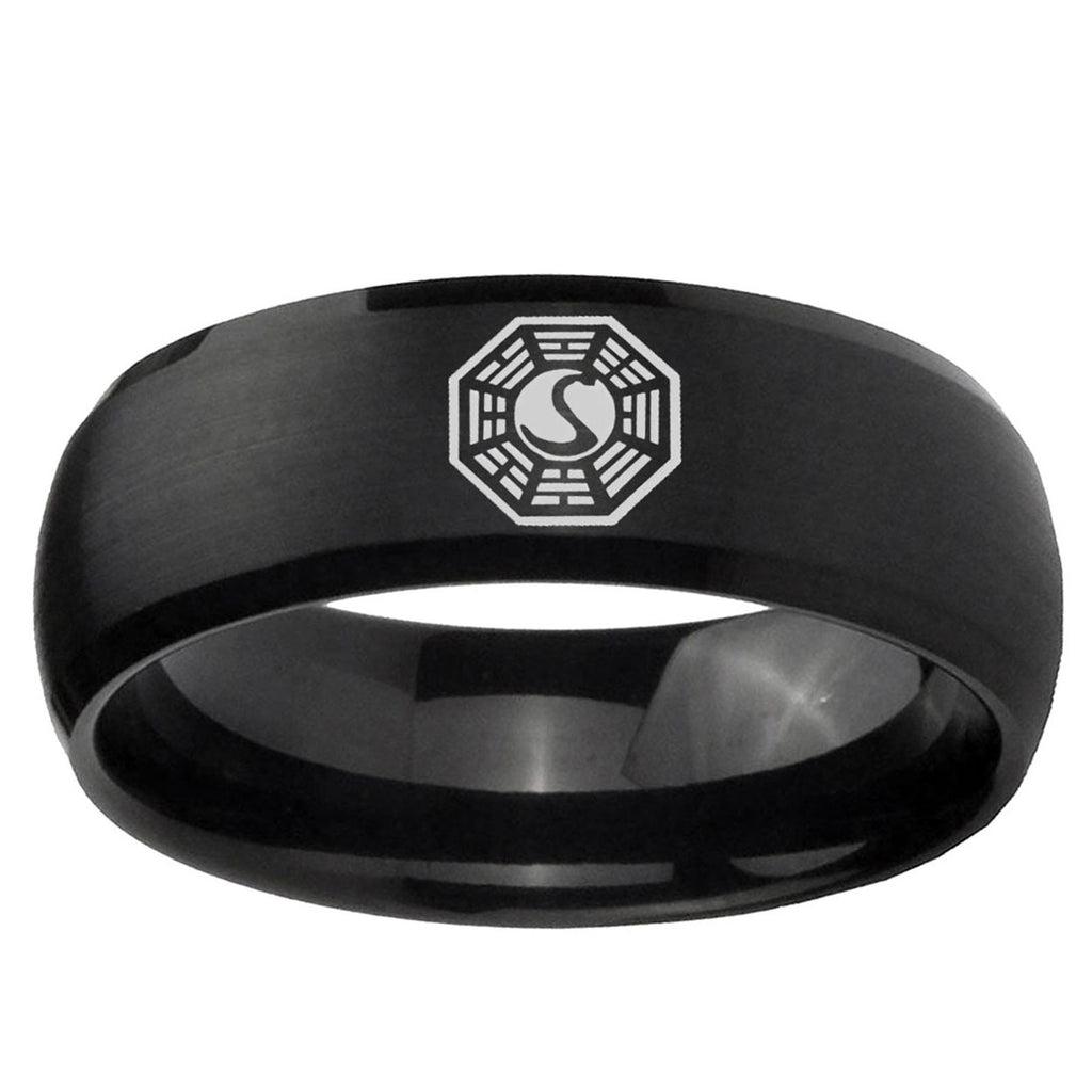 10mm Lost Dharma Dome Brush Black Tungsten Ring