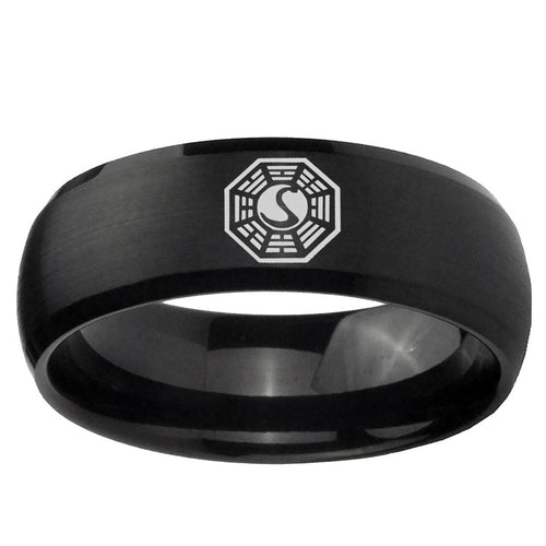 10mm Lost Dharma Dome Brush Black Tungsten Ring