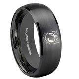 8mm-Military-Pow-Dome-Brush-Black-Tungsten-Carbide-Men's-Wedding-Ring