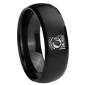 10mm Military Pow Dome Brush Black Tungsten Carbide Wedding Engagement Ring