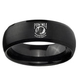 5, 8mm Military Pow Dome Brush Black Tungsten Ring