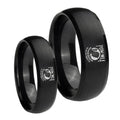 Military Pow Dome Brush Black Tungsten Promise Ring Set