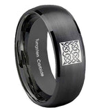 8mm-Celtic-Design-Dome-Brush-Black-Tungsten-Carbide-Men's-Band-Ring