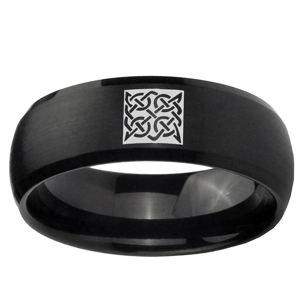 10mm Celtic Design Dome Brush Black Tungsten Ring