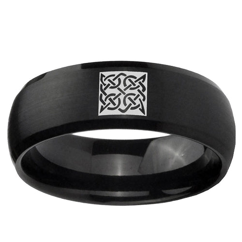 10mm Celtic Design Dome Brush Black Tungsten Ring