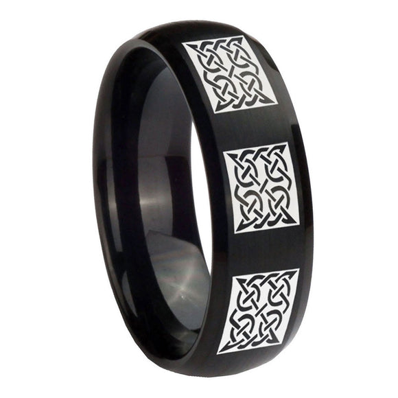 10mm-Multiple-Celtic-Dome-Brush-Black-Tungsten-Carbide-Wedding-Band-Ring