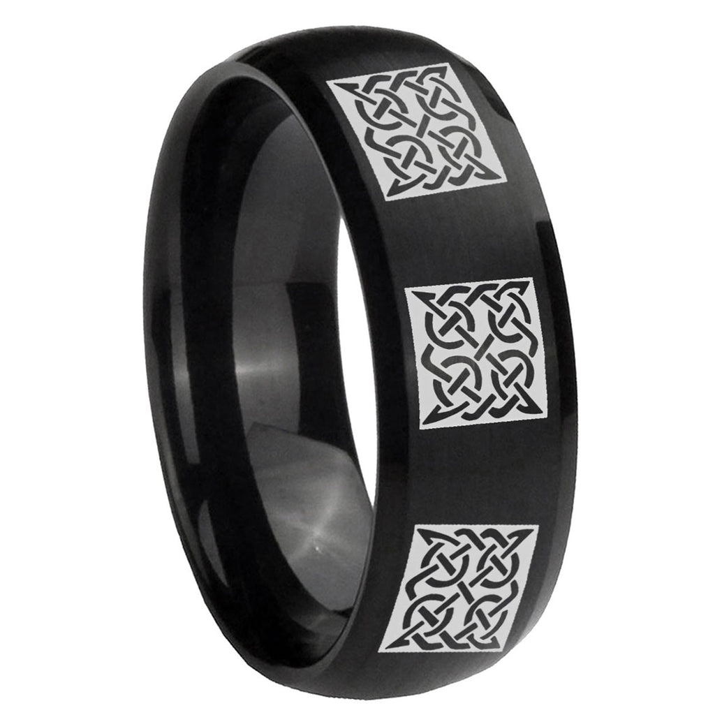 10mm Multiple Celtic Dome Brush Black Tungsten Carbide Wedding Band Ring