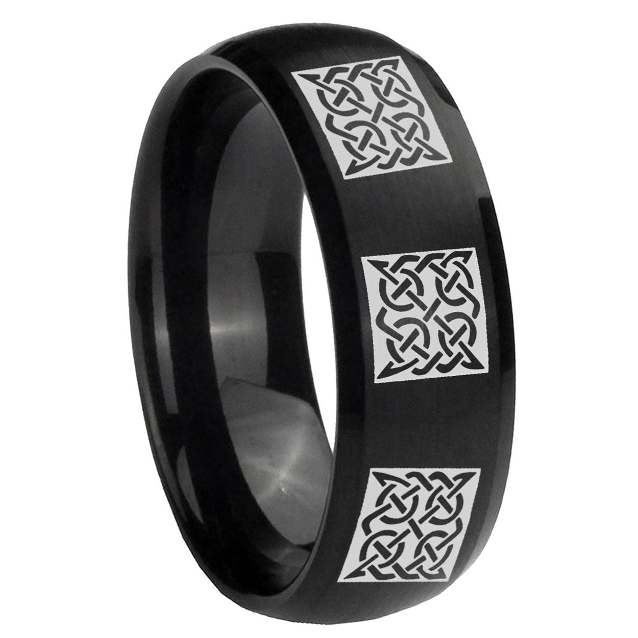 10mm Multiple Celtic Dome Brush Black Tungsten Carbide Wedding Band Ring