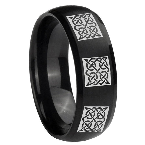 10mm Multiple Celtic Dome Brush Black Tungsten Carbide Wedding Band Ring