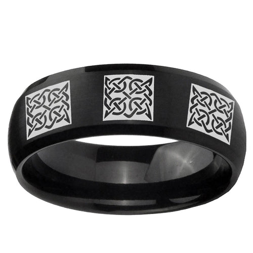 10mm Multiple Celtic Dome Brush Black Tungsten Ring