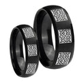 Multiple Celtic Dome Brush Black Tungsten Mens Set Rings