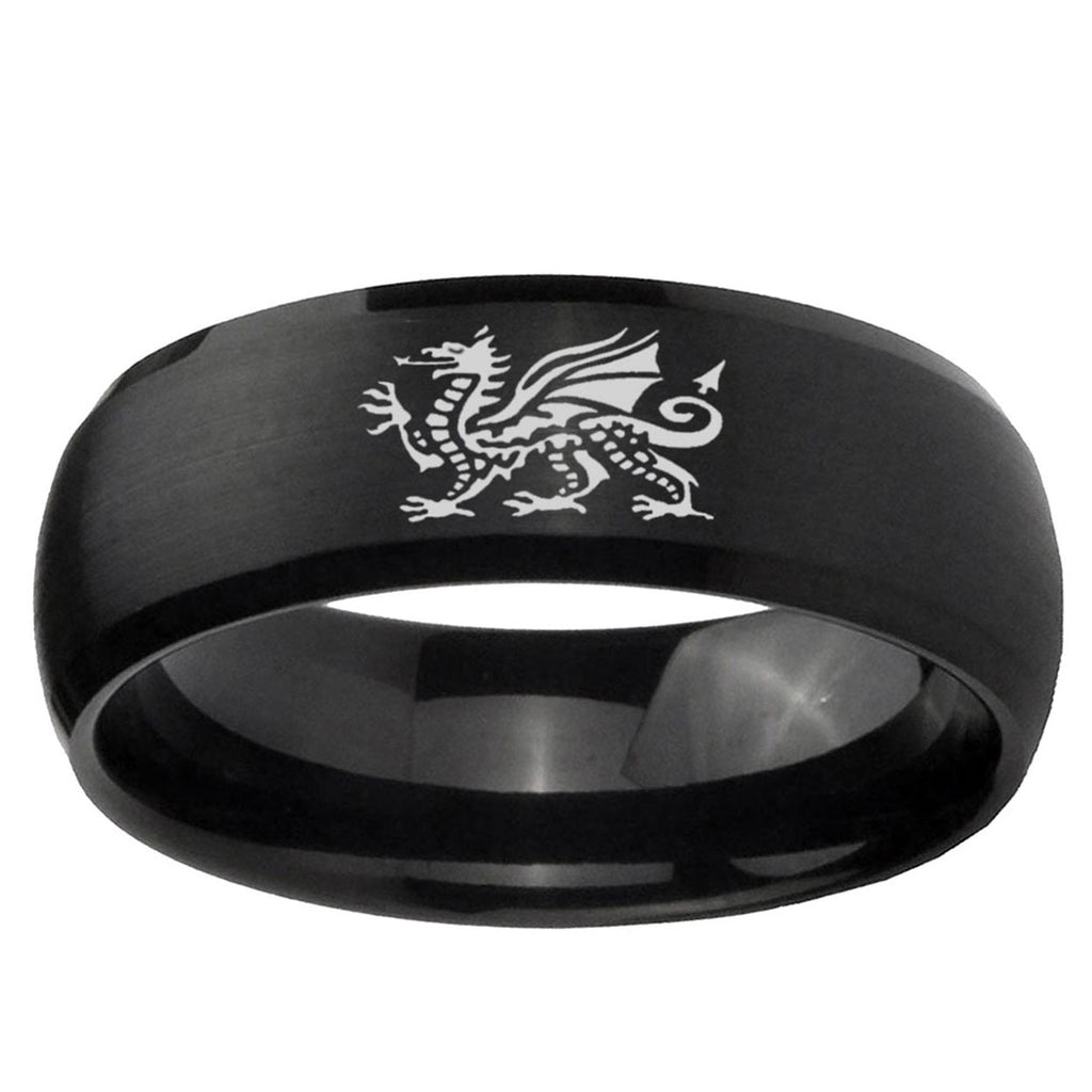 10mm Dragon Dome Brush Black Tungsten Ring