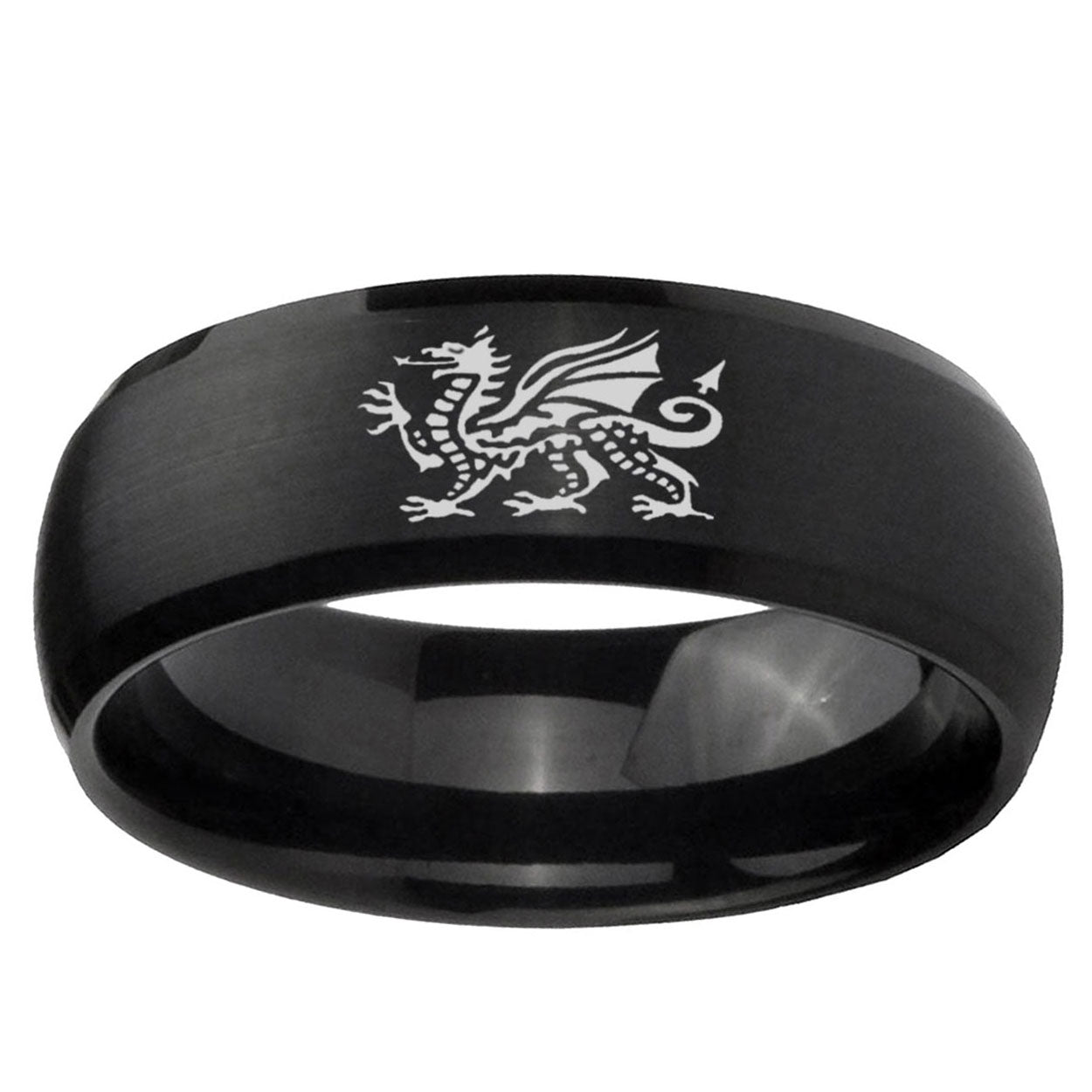 10mm Dragon Dome Brush Black Tungsten Ring