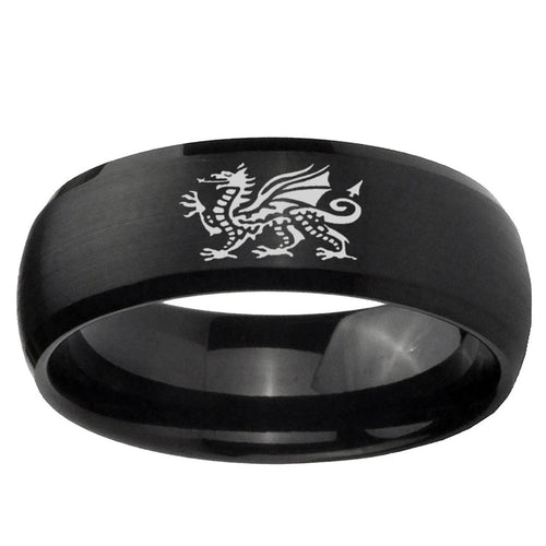 10mm Dragon Dome Brush Black Tungsten Ring
