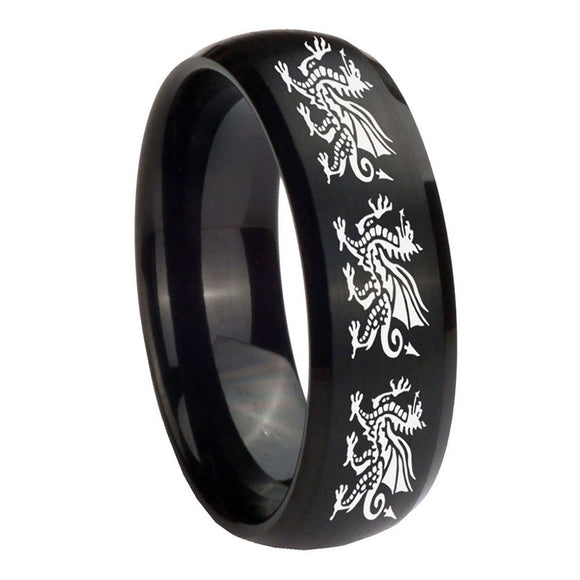 8mm-Multiple-Dragon-Dome-Brush-Black-Tungsten-Carbide-Wedding-Engraving-Ring