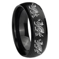 10mm Multiple Dragon Dome Brush Black Tungsten Carbide Mens Anniversary Ring