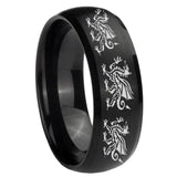 8mm Multiple Dragon Dome Brush Black Tungsten Carbide Wedding Engraving Ring