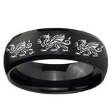 5, 8mm Multiple Dragon Dome Brush BlackTungsten Ring
