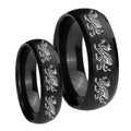 Multiple Dragon Dome Brush Black Tungsten Mens Set Rings