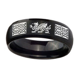 10mm-Multiple-Dragon-Celtic-Dome-Brush-Black-Tungsten-Men's-Engagement-Ring