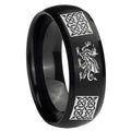 10mm Multiple Dragon Celtic Dome Brush Black Tungsten Men's Engagement Ring