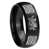8mm Multiple Dragon Celtic Dome Brush Black Tungsten Mens Anniversary Ring