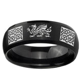 10mm Multiple Dragon Celtic Dome Brush Black Tungsten Ring