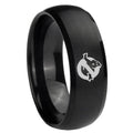 10mm Ghostbusters Dome Brush Black Tungsten Carbide Wedding Engraving Ring