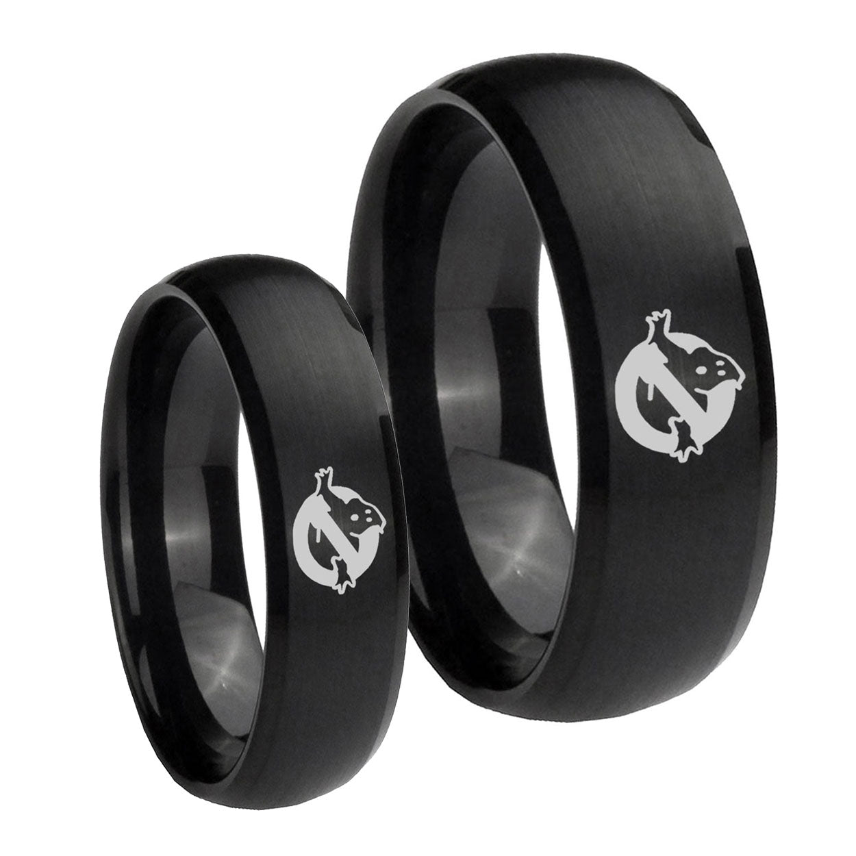 Ghostbusters Dome Brush Black Tungsten Couple Band Set