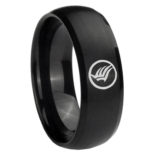 10mm Mass Effect Brush Black Dome Tungsten Carbide Men's Ring