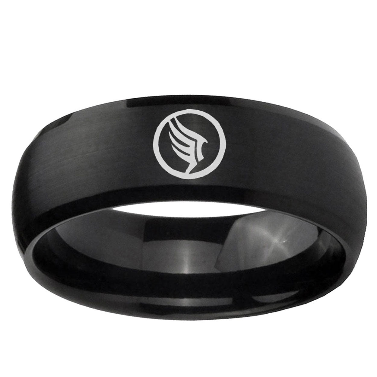 5MMMass Effect Satin Black Dome Tungsten Laser Engraved Ring