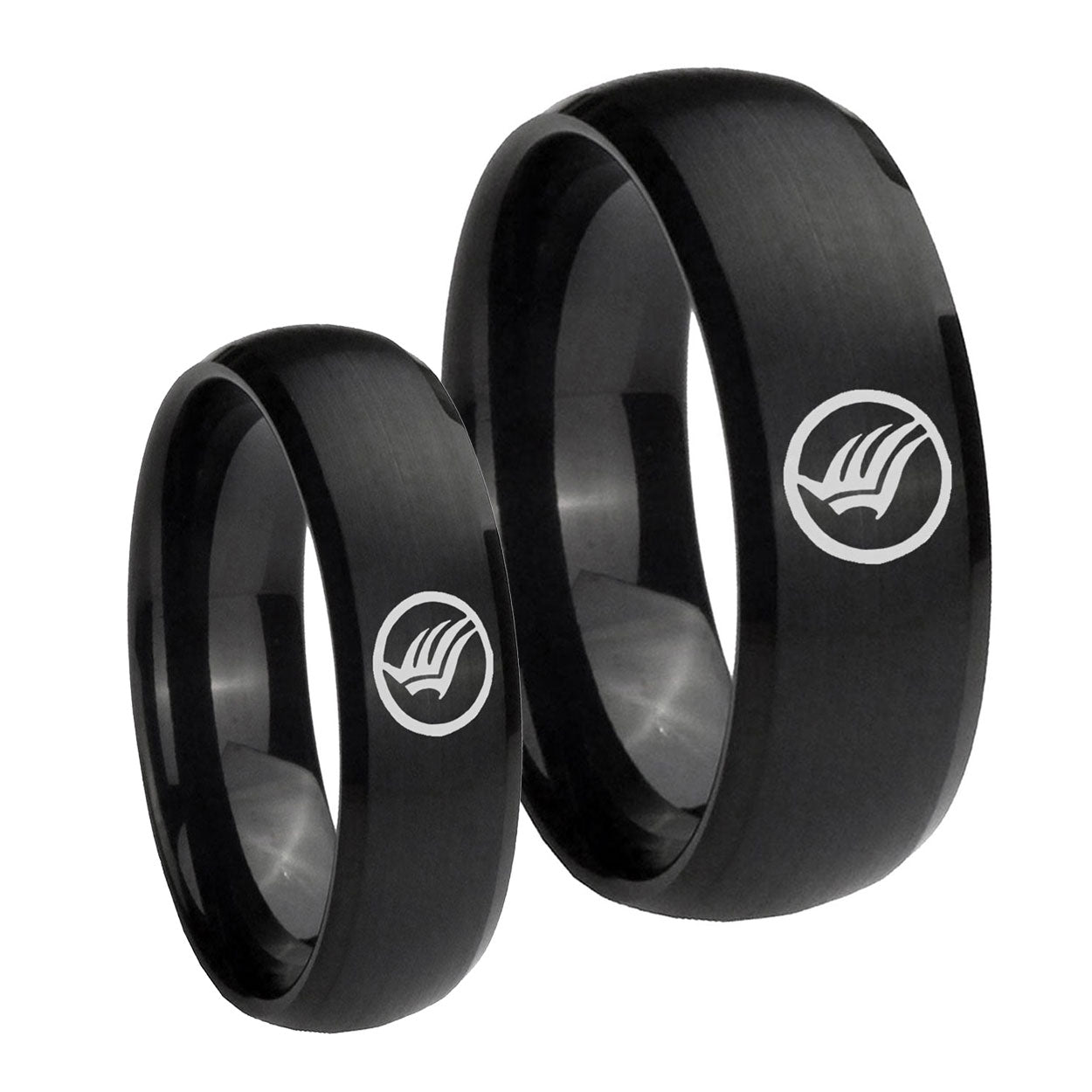 Mass Effect Brush Black Dome Tungsten Couple Rings