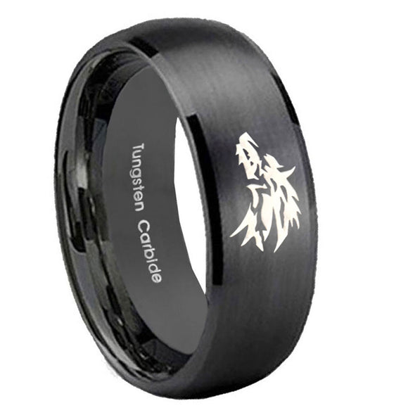 10mm-Wolf-Dome-Brush-Black-Tungsten-Carbide-Men's-Promise-Rings