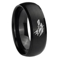 8MM Wolf Dome Brush Black Tungsten Carbide Custom Mens Ring