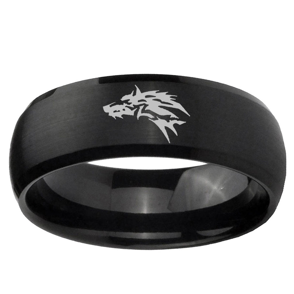 10mm Wolf Dome Brush Black Tungsten Ring