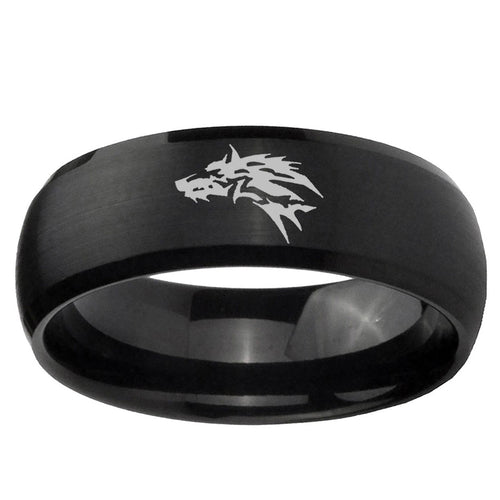 10mm Wolf Dome Brush Black Tungsten Ring