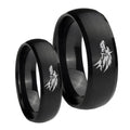 Wolf Dome Brush Black Tungsten Mens Set Rings