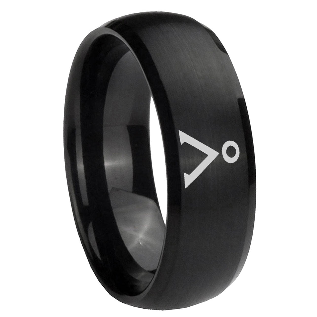 8MM Stargate Dome Brush Black Tungsten Men's Engagement Band