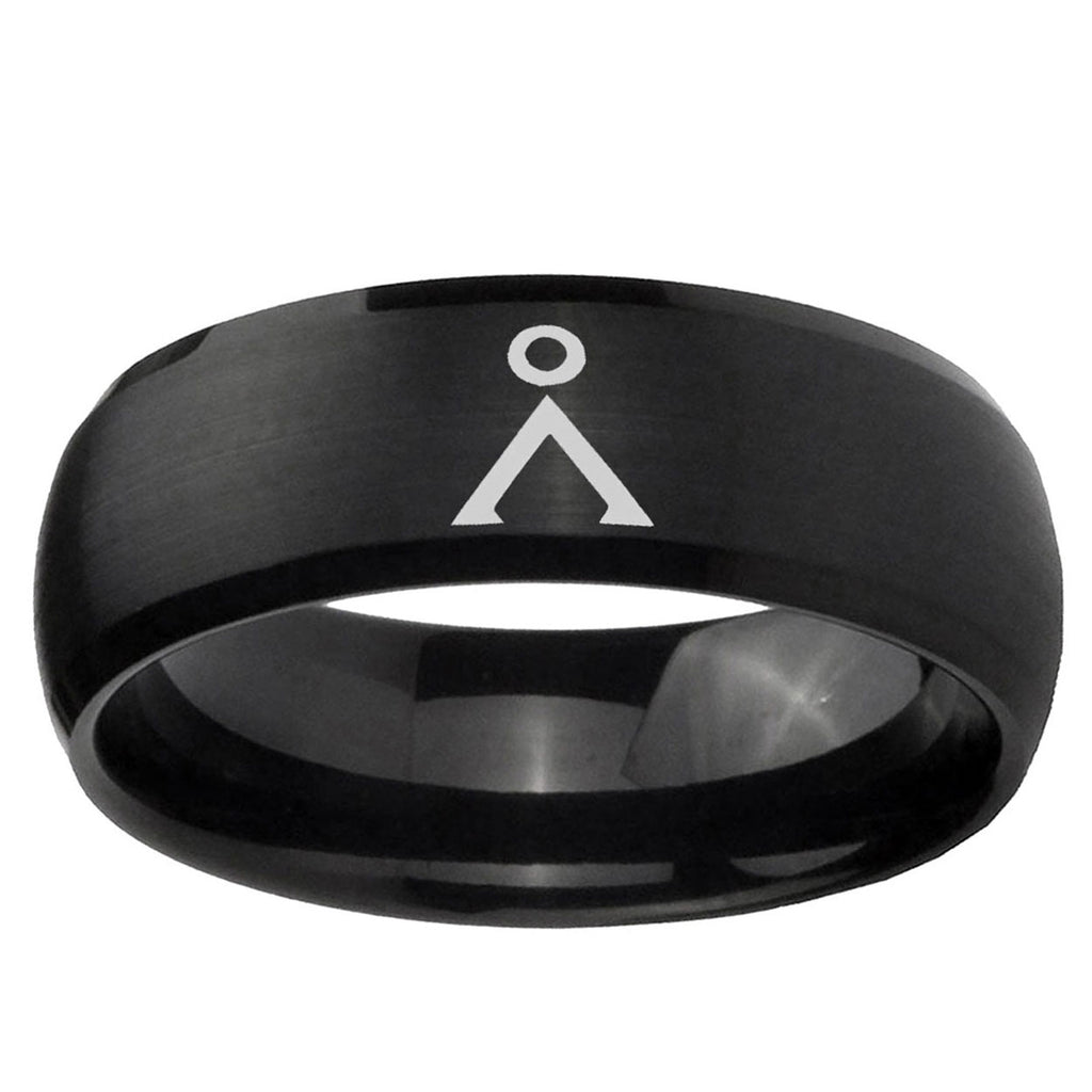 10mm Stargate Dome Brush Black Tungsten Ring