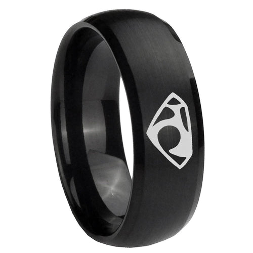 10mm House of Van Dome Brush Black Tungsten Carbide Anniversary Ring