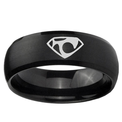 10mm House of Van Dome Brush Black Tungsten Ring