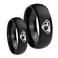 House of Van Dome Brush Black Tungsten Wedding Ring Set