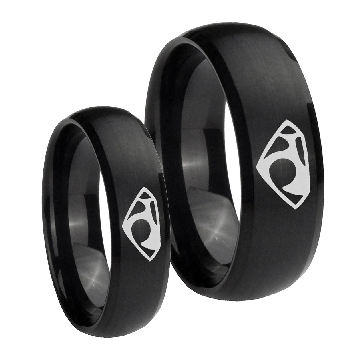 House of Van Dome Brush Black Tungsten Wedding Ring Set