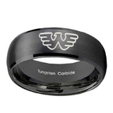 10mm-Waylon-Jennings-Dome-Brush-Black-Tungsten-Carbide-Custom-Mens-Ring