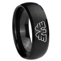 8MM Waylon Jennings Dome Brush Black Tungsten Wedding Band Mens