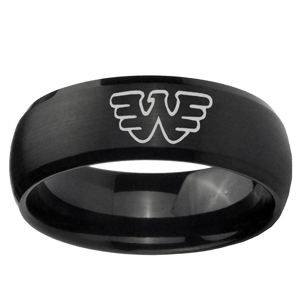 5MMWaylon Jennings Dome Brush Black Tungsten Wedding Band Mens